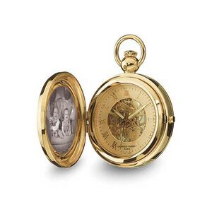 Charles Hubert Gold Finish Brass 2-Photo Insert Pocket Watch